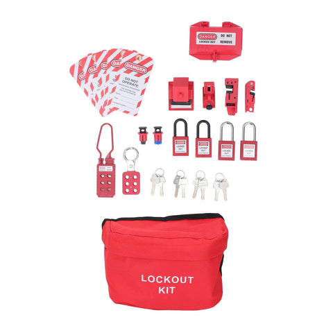 Boss Level Electrical Lockout Tagout Kit With Safety Locks Hanging Tags Key Storage Bags For Machines To Prevent Accidents Short Circuits Fires In Industry Using Abs Brass Steel Nylon Gear That Looks Sharp Is The Real Deal And Ready To Go, red lockout kit with bag, locks and tags