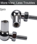 Two Pack Rod End Ball Bearings With Stud M6 Female Thread 6mm Bore A3 Steel Zinc Coated Silver Tone Heavy Duty Rod End Joint Fittings For Linkage And Precision Motion Control, showing two angled views of the fittings.