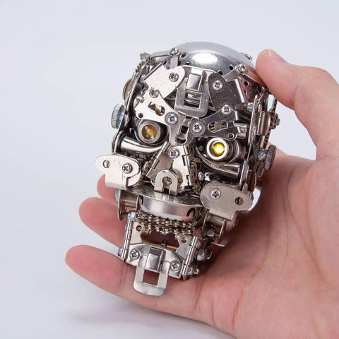 Dope 3D Metal Puzzle For Adults Mechanical Steampunk Skeleton Model Kit With 200+ Pieces, Durable Stainless Steel And Copper Parts, Desk Display Ornament, Compact Skeleton Sculpture For Office, Studio Or Gaming Room Decor, hand-held metal skull model