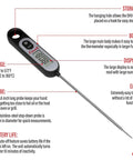 Extra Long 5.6 Inch Stem Digital Thermometer For Meat Frying Grilling Cooking Candy And Kitchen Use With Safe Hands Long Probe Large Clear Display High Contrast Auto Off Black, showing large display, long probe, black handle, and storage hook