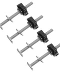 4 Piece T Slot Bolts And Star Handle Knobs With Flat Washers For Woodworking Jig Hardware Adjustable T Track Clamping System on a white background.