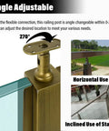 Hella Sturdy Gold Stainless Steel Deck Railing Posts For 10Mm To 12Mm Glass Panels Chef Kiss Finish adjustable post for stairs and horizontal use