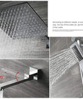 Top Shelf Wall Mounted Square Shower Head Pumping Out Serious High Pressure Power With Three Killer Spray Settings crafted from pure lead free brass and coated in a scratch resistant silver shell.