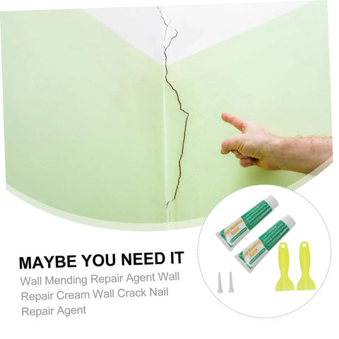 DIY Self Adhesive Wall Repair Cream Kit With Quick Drying Paste For Cracks And Holes 2 Pack Mending Set With Scraper
