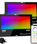 Outdoor LED Flood Light 80W 8000 Lumens Color Changing Smart Floodlight RGBW 2700K Warm White and 16 Million Colors 20 Modes Grouping Timing IP66 Waterproof App Controlled Dual Pack