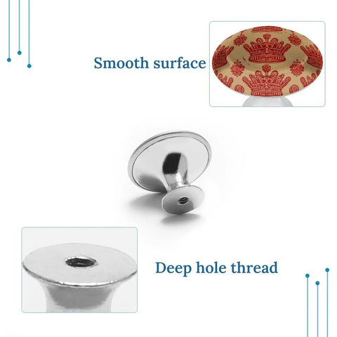 Slick Round Stainless Steel Cabinet Knobs With Screws 2 Pack Red Crown Drawer Pull Handles, smooth surface and thread view