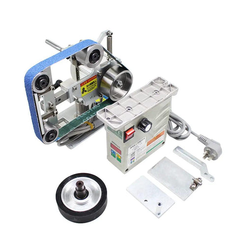 Heavy Duty 550W Belt Sander With Brushless Motor And 762x25 Mm Sanding Belt, showing the motor and pulleys for precise use.