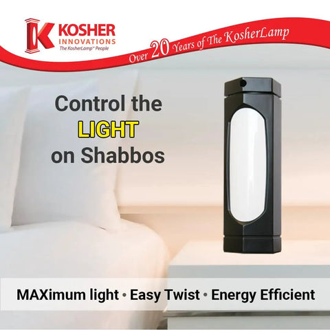 Image of Max Matte Black Reading Lamp With A Twist To Reveal Or Hide Light For Shabbos Halacha Safe Dope Kosher Friendly Desk Or Table Light For Home Office And Gift Ready on a nightstand beside a bed, with text highlighting Shabbos light control.