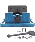 Front view of 5In By 4.92In CNC Milling Machine Vise Lockdown Bench Vise for High Precision Clamping with parts and accessories