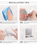 Installation steps for Heavy Duty Stainless Razor Holder Hook Set 2 Pack Self Adhesive No Tools Needed No Drill Bathroom And Kitchen Organizer.