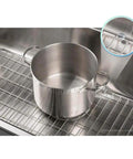Stainless Steel Bottom Grid For KD1US33B Kitchen Sink Custom Fit Durable Chrome Plated Grid with pot on top and silicone bumper detail