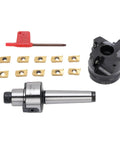 High Speed CNC Milling Cutter Kit With Indexable Carbide Inserts For Face Milling And Precision Machining On CNC Machines Built Tough For Long Lasting Performance Ready To Tackle Tough Materials, includes cutter, inserts, and wrench.