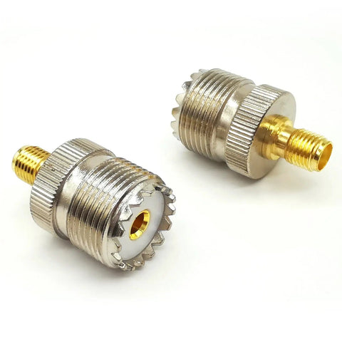 2 Pack SMA Female To PL259 SO239 Coax Adapter For CB Radio And Ham Antennas, Brass Nickel Plated UHF Connector