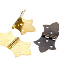 Antique Bronze Flower Hinges Set, 2 Pack Iron Cabinet And Door Hinges With 6 Holes, DIY Furniture Hardware