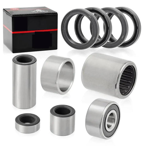 All In One Steering Head Bearing Kit And Swingarm Bearing Set With Seals For ATV Rancher 420 TRX420 07 13 And Foreman TRX500 12 13 Replacement Easy Install For A Smooth Beefed Up Ride showing bearings and seals with packaging