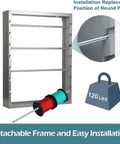 Heavy-Duty Wire Spool Rack Wall Mount With Four Adjustable 5/8 Inch Rods, cold-rolled steel, max 120 lbs, detachable frame