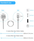 Diagram showing Universal 2M Bike Brake And Gear Shifter Cable Set For Mountain Bikes With End Caps Ferrules O Rings And Housing.
