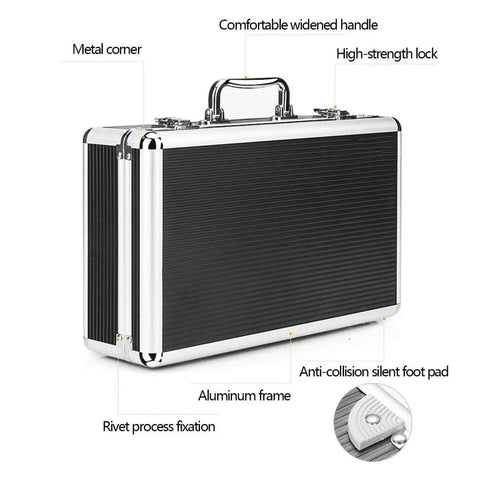Side view of All In One Tool Box Organizer For Home DIY And On The Go Foldable Tool Chest with metal corners and aluminum frame