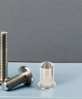 70 Piece M5 Stainless Steel Flat Head Rivet Nuts Kit With Threaded Inserts For Easy Furniture Repairs on display