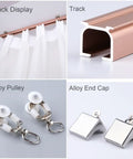 Built Tough Aluminum Sliding Barn Door Track System Adjusts From 2.3 To 19.6 Ft showing track, alloy pulleys, and end caps.