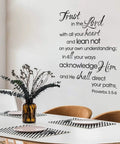 Trust In The Lord Wall Decals Quotes Religious Inspirational Bible Wall Letters for dining room decor, showing verse Proverbs 3:5-6
