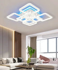 LED Ceiling Light Dimmable With Remote Control, Dope Modern Square Ceiling Lamp 75W Front Light Plus 5W RGB Backlight inside living room