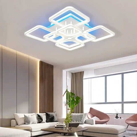 LED Ceiling Light Dimmable With Remote Control, Dope Modern Square Ceiling Lamp 75W Front Light Plus 5W RGB Backlight inside living room