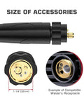 Check Out This Awesome 10ft 250A MIG Welding Gun With Euro Connection showing accessory size and compatible connector details.