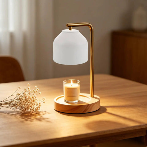 White Iron Candle Warmer Lamp Cover With Detachable Design And 10mm Hole Diameter For Bedside Tables And Small Apartments Space Saving Modern Minimalist Farmhouse Lampshade Spare Part, white metal shade on gold candle warmer stand