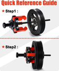 Harmonic Balancer Puller Kit With Adjustable 3-Jaw Puller And Forcing Screw demonstration in Step 1 and 2.