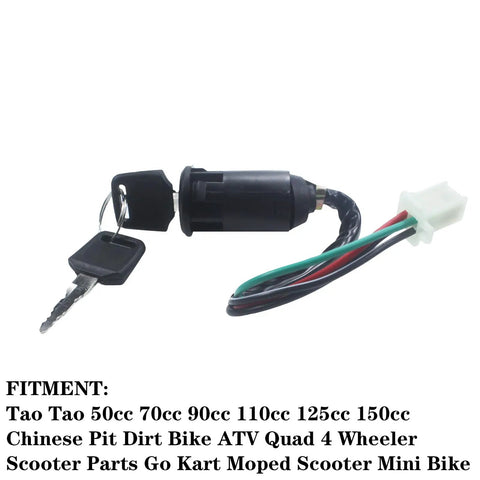 Beef Up Your Ride With This 4 Wire Ignition Key Switch Kit On Off Starter For Tao Tao 50cc 70cc 90cc 110cc 125cc 150cc Chinese Pit Dirt Bike ATV Quad Scooter Go Kart Moped Mini Bike Replacement Part