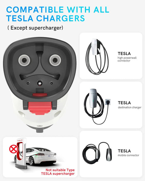 Tesla J1772 EV Charger Adapter Up To 60A 250V IP65 Weatherproof NACS To J1772 Converter with connector options