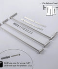 Stainless Steel 3 Tier Ladder Towel Rack Wall Mount parts and installation tools in Brushed Nickel Rustproof SUS 304 Bathroom Shelf.