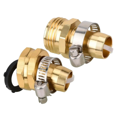 Skimsklo Heavy Duty 3/4 Inch Garden Hose Repair Kit Fixes Crushed Ends And Leakproof Male Female Water Connector Set For Outdoor Lawn Care Yard Work, brass hose connectors