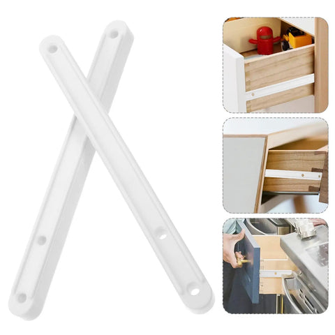 Two Pack 180mm Side Mount Drawer Slides White Cabinet Glides With Rail Guide for Dresser and Furniture Replacement Set shown installed