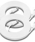 Top-down view of two white USB-C to USB-C charging cables, 10ft, 60W, 2-pack for Apple devices