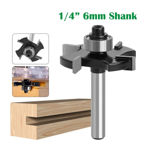 Get 1PC 4-Flute T-Slot Router Bit With Precision Wood Slotting And Jointing Cutter For Cabinetry Projects That Get The Job Done Right, 1/4 inch, 6mm shank.