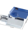 One Quarter Inch NPT Solid Brass Mini Ball Valve Female Male Adapter With Easy Grip Lever Handle Built Tough Quick Shut Off Control For Piping And Home Garden Projects, showing compact design and blue lever handle.