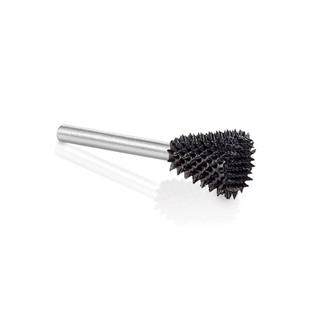 Extreme Dove Tail Burr For Wood Carving Beast Mode Grinding Bit Very Coarse With One Eighth Inch Shaft on white background