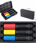 Heavy Duty Extended Wheel Lug Nut Socket Kit With 17 19 And 21mm Hex Sockets For Impact Drivers, 150mm case set