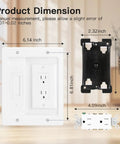 All In One Wall Cable Concealer Kit For TV Setup dimensions and parts with recessed outlet box, brush wall plate, white finish