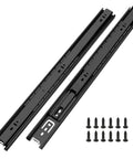 Premium Side Mounted Ball Bearing Drawer Slides 12 Inch Full Extension Steel hardware with screws for cabinets and dressers.