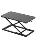 24 Inch Scissor Lift Keyboard And Mouse Riser For Standing Desk Converter, black ergonomic sit stand workstation side view