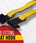 Beefy Heavy Duty 2 Inch By 30 Foot Ratchet Tie Down Straps With Flat Hooks Yellow 10000 Lbs Break Strength 4 Pack close-up