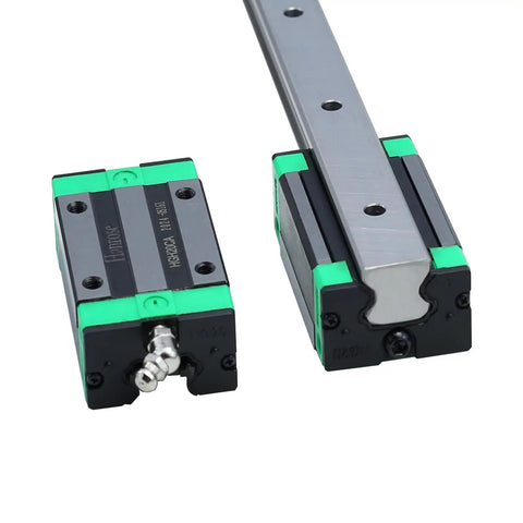 600Mm Linear Rail Kit With Two Rails And Four HGH20CA Carriage Blocks for CNC Machines, showing rail and carriage close-up.