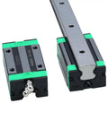 Two Pack 300mm Linear Guide Rails With Four HGR20CA Carriage Blocks for CNC DIY projects, shown with rail and carriage block details.