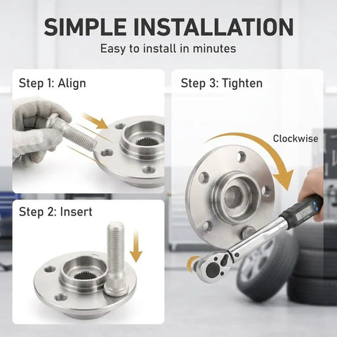 Top Tier 10 Pack M12x1.50x49mm Wheel Studs Heavy Duty Anti Rust Lug Nuts Bolts For Car Hub Replacement Fasteners Silver Oem Style, install steps