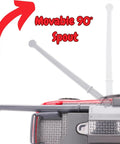Movable 90° spout on 1:32 Scale Friction Powered Red Combine Harvester Farm Toy With Realistic Reel, Rotating Header, Kid-Friendly