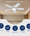 Low Profile 42 Inch Ceiling Fan With Lights And Remote Control App Compatible Flush Mount DC Reversible Motor in living room