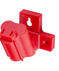 Red ABS plastic wall-mounted Six Pack Tool Holder Mounts for 12V Drill Hanger and Wall Storage with screw holes visible